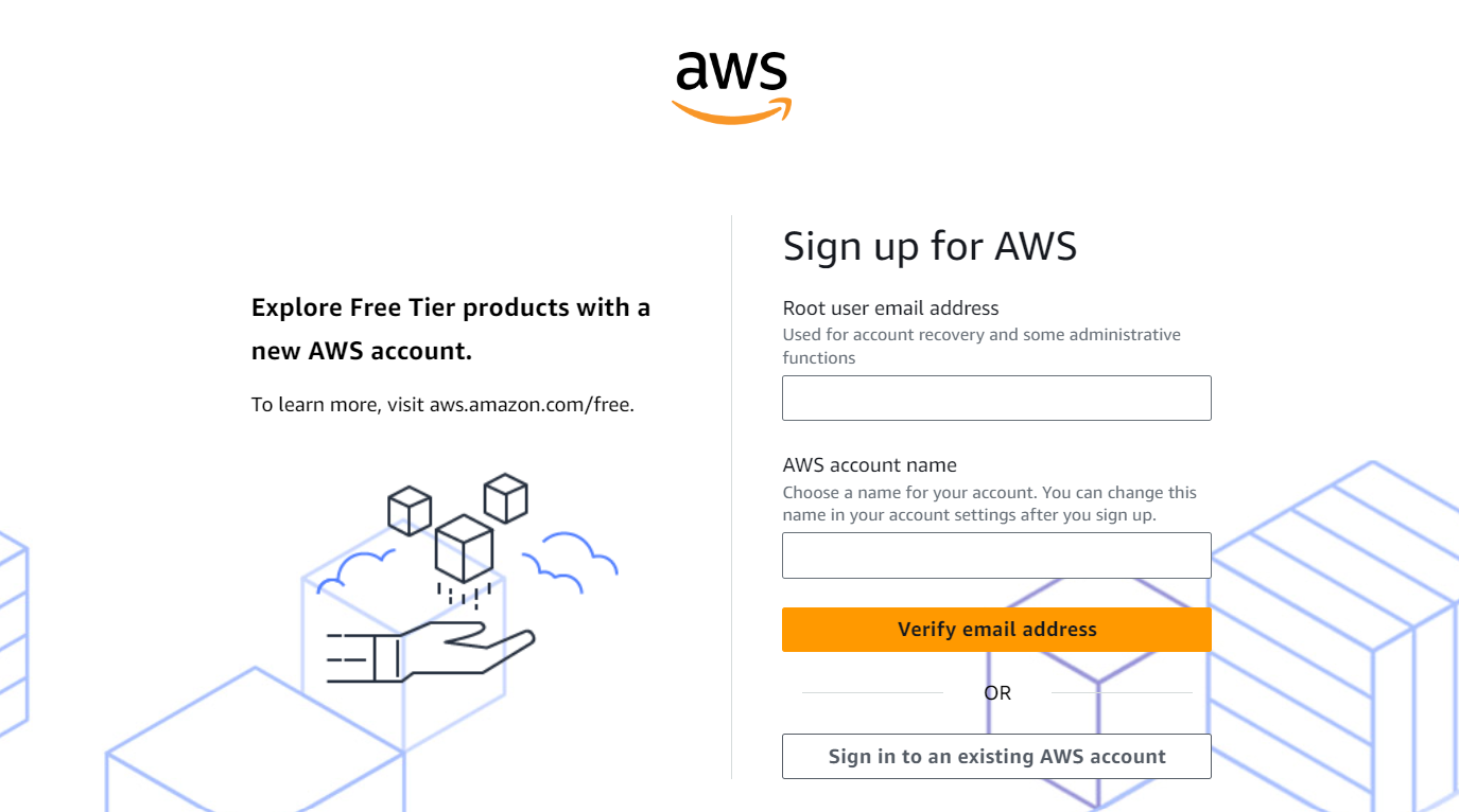 New AWS Account Signup Page